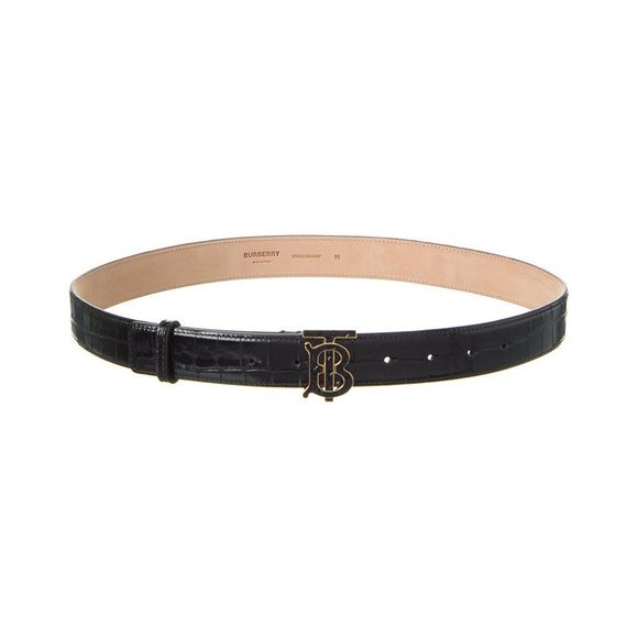 Burberry Accessories - Burberry TB Croc-Embossed Leather Belt